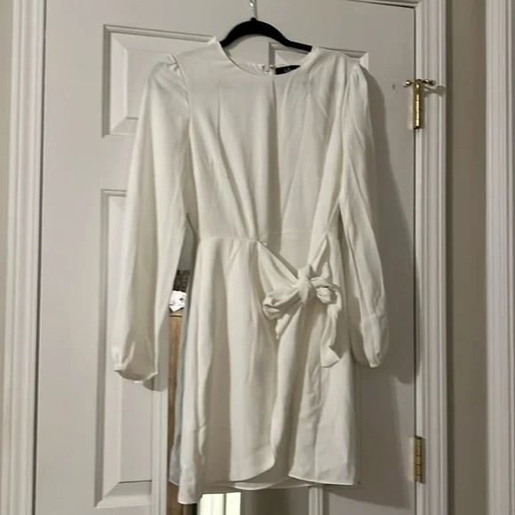Lulus | Dresses | Believe It Or Knot White Long Sleeve Tiefront Skater Dress  | Poshmark